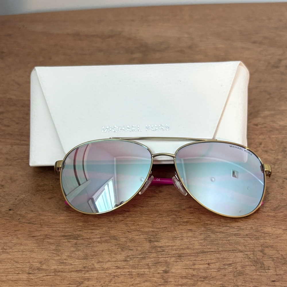 Michael Kors Gold & Pink Frame Sunglasses with Pink Lenses